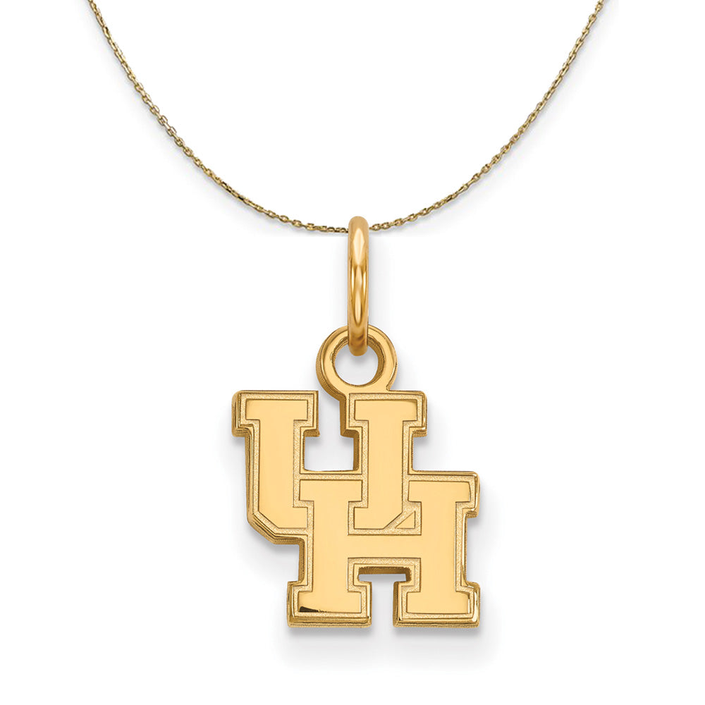 14k Yellow Gold U. of Houston X-Small 'UH' Necklace, Item N20594 by The Black Bow Jewelry Co.