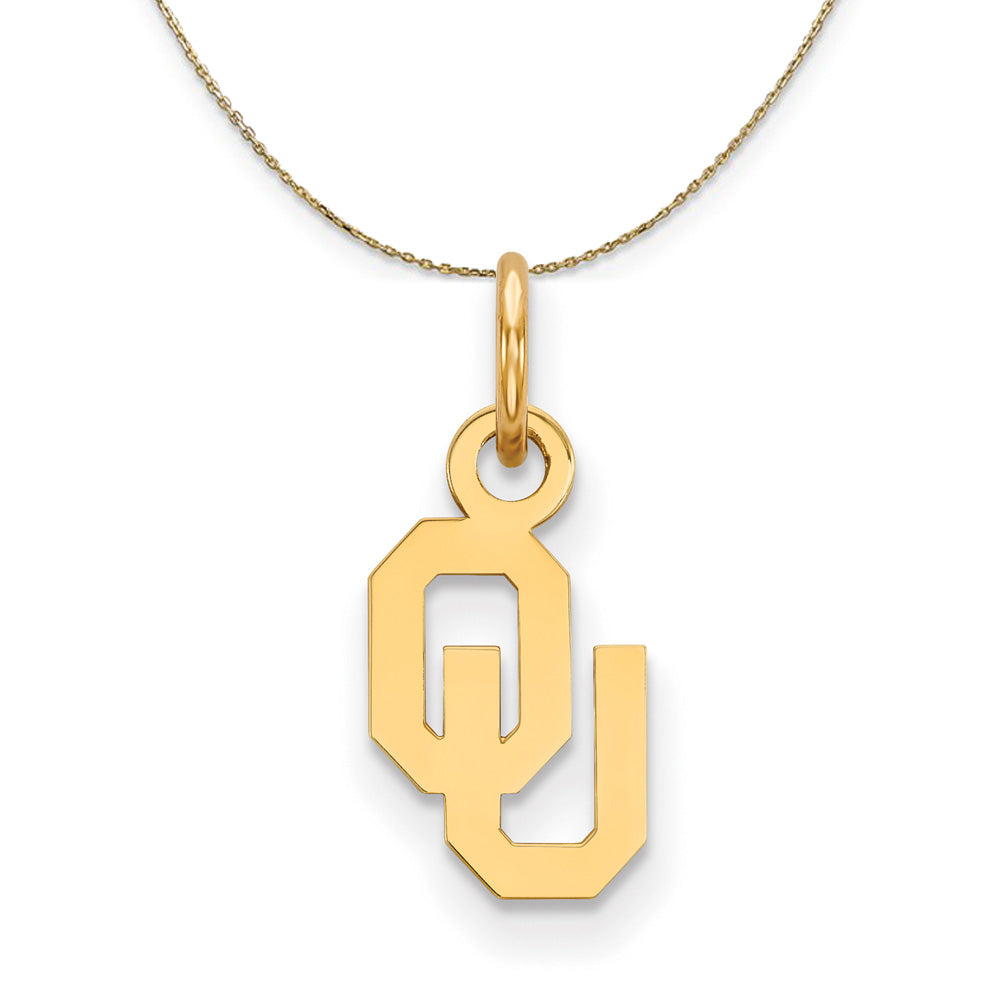 14k Yellow Gold U. of Oklahoma X-Small Necklace, Item N20599 by The Black Bow Jewelry Co.