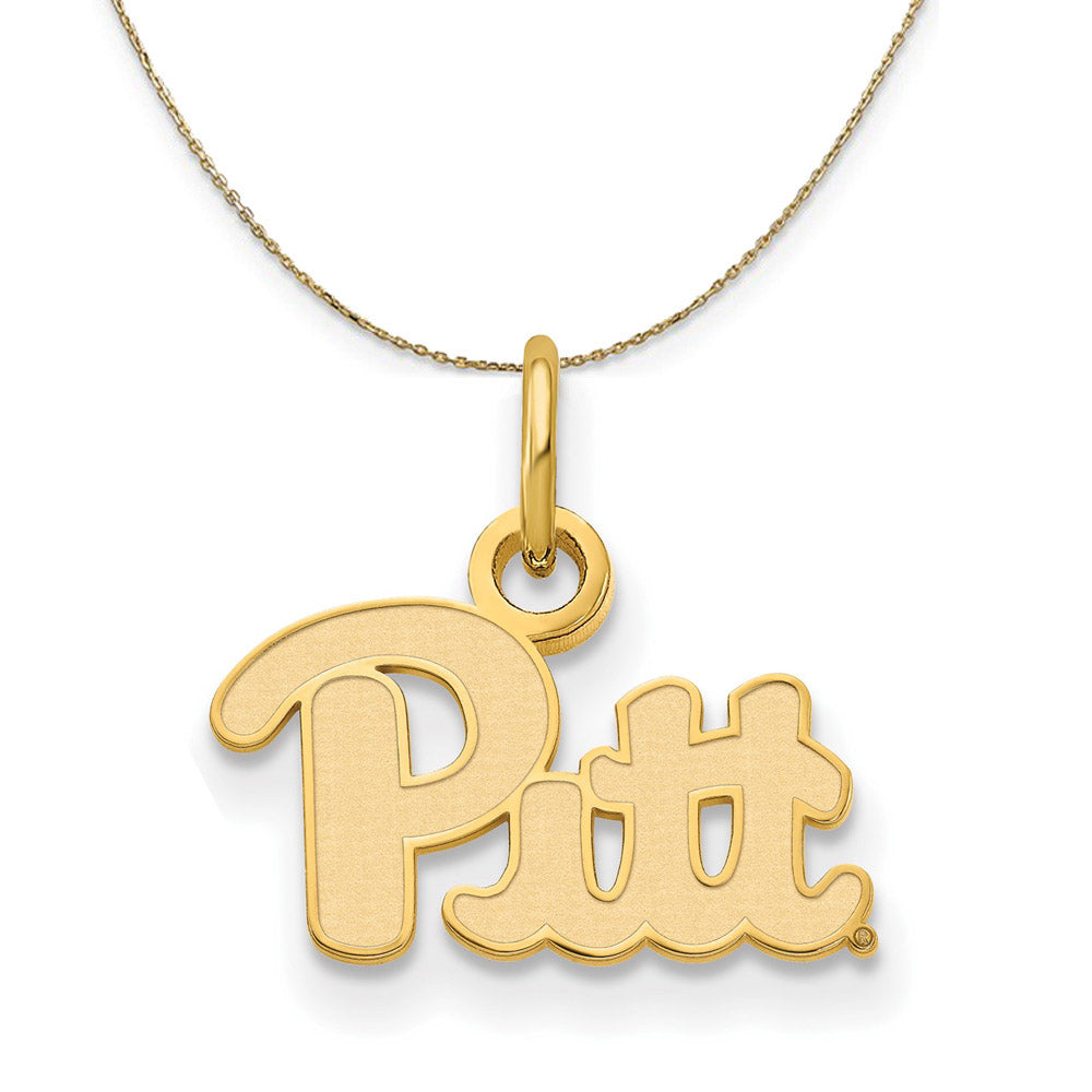 14k Yellow Gold U. of Pittsburgh X-Small 'Pitt" Necklace, Item N20601 by The Black Bow Jewelry Co.