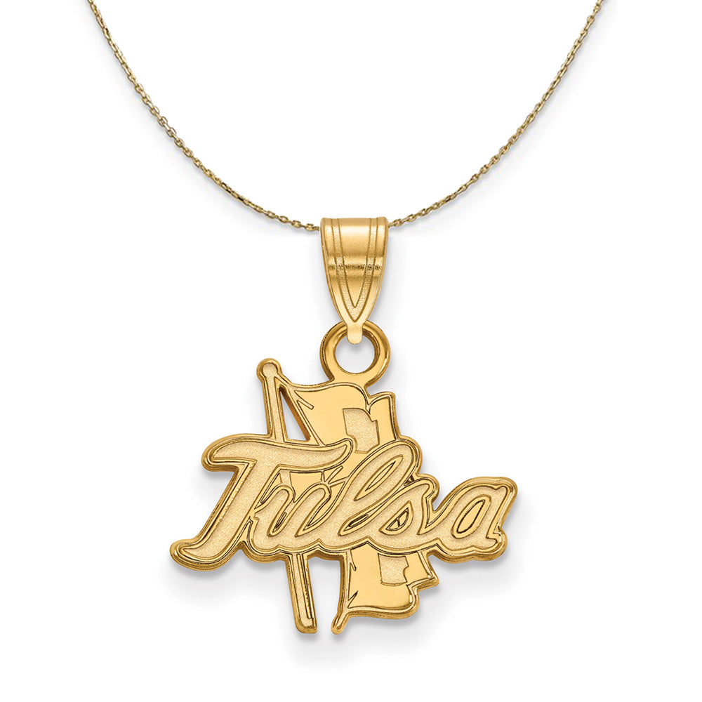 14k Yellow Gold The U. of Tulsa Small Logo Necklace, Item N20608 by The Black Bow Jewelry Co.