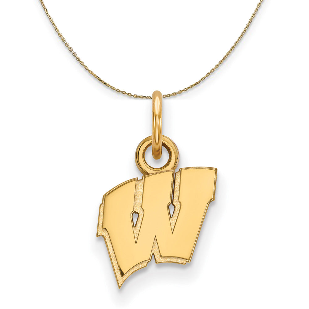 14k Yellow Gold U. of Wisconsin XS (Tiny) Initial W Necklace, Item N20614 by The Black Bow Jewelry Co.
