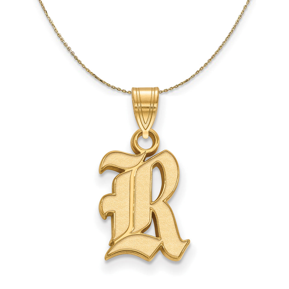 14k Yellow Gold Rice U. Owls Small 'R' Necklace, Item N20623 by The Black Bow Jewelry Co.