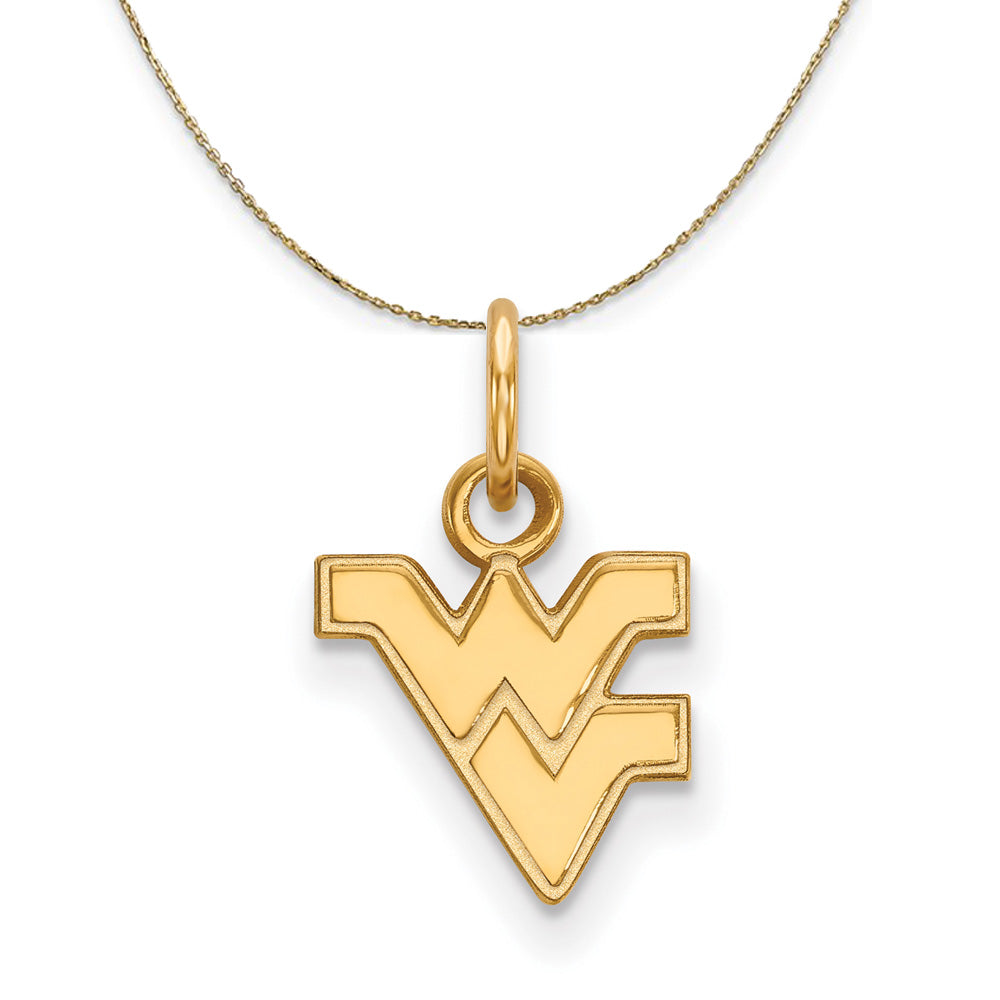 14k Yellow Gold West Virginia U. X-Small Necklace, Item N20624 by The Black Bow Jewelry Co.