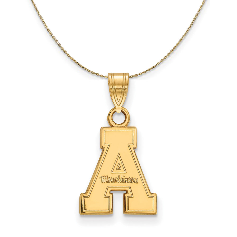 14k Yellow Gold Appalachian State Sm 'A' Logo Necklace, Item N20627 by The Black Bow Jewelry Co.