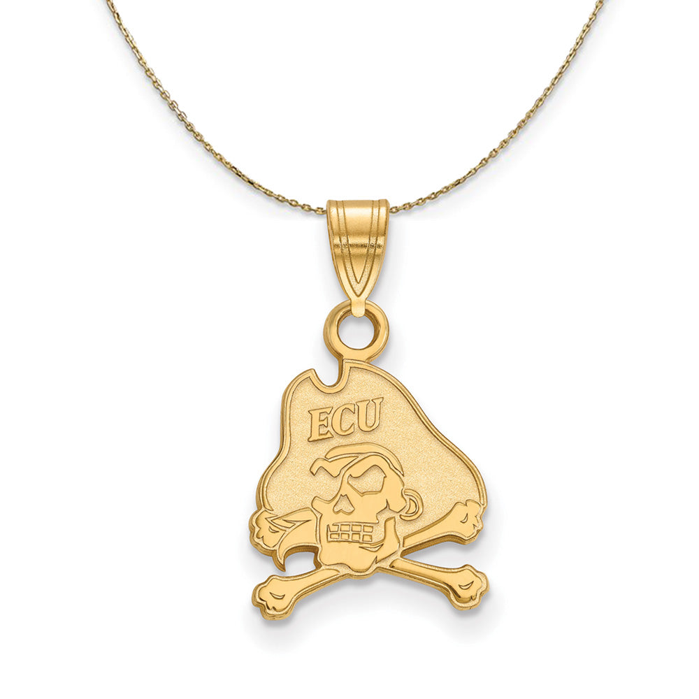 14k Yellow Gold East Carolina U Sm Logo Necklace, Item N20633 by The Black Bow Jewelry Co.