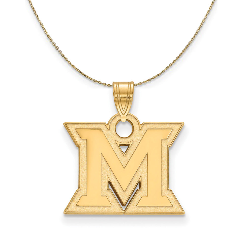 14k Yellow Gold Miami U Small Initial M Necklace, Item N20641 by The Black Bow Jewelry Co.