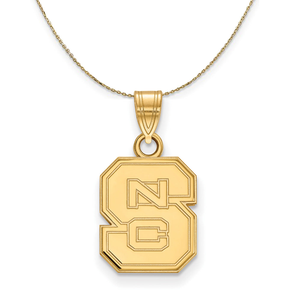 14k Yellow Gold North Carolina Small Logo Necklace, Item N20642 by The Black Bow Jewelry Co.
