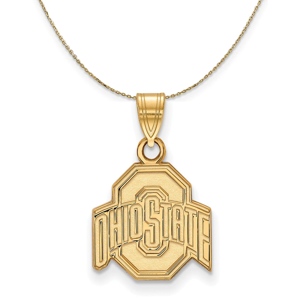 14k Yellow Gold Ohio State Small Logo Necklace, Item N20646 by The Black Bow Jewelry Co.