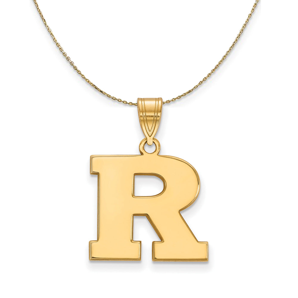 14k Yellow Gold Rutgers Medium Initial R Necklace, Item N20649 by The Black Bow Jewelry Co.