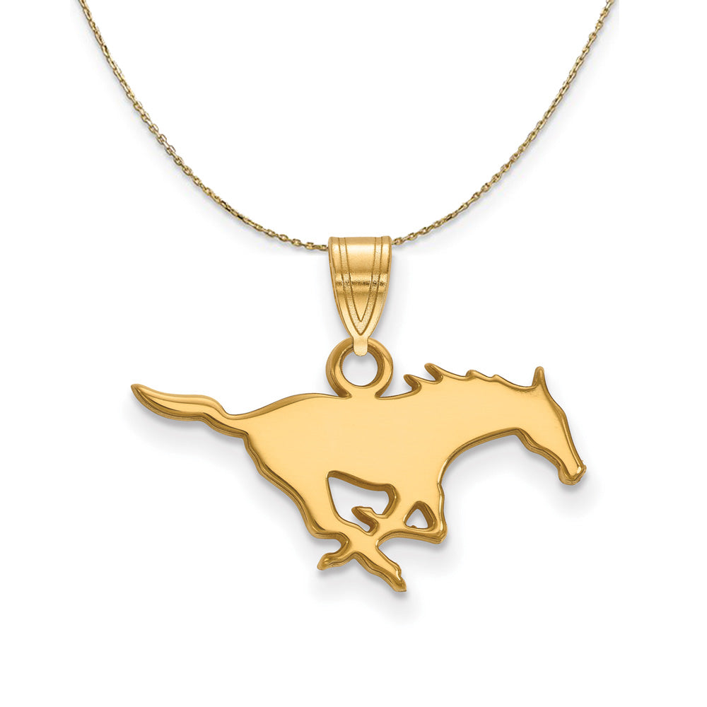 14k Yellow Gold Southern Methodist U. Small Necklace, Item N20651 by The Black Bow Jewelry Co.