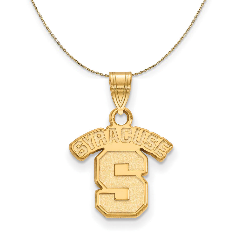 14k Yellow Gold Syracuse U. Small Logo Necklace, Item N20652 by The Black Bow Jewelry Co.