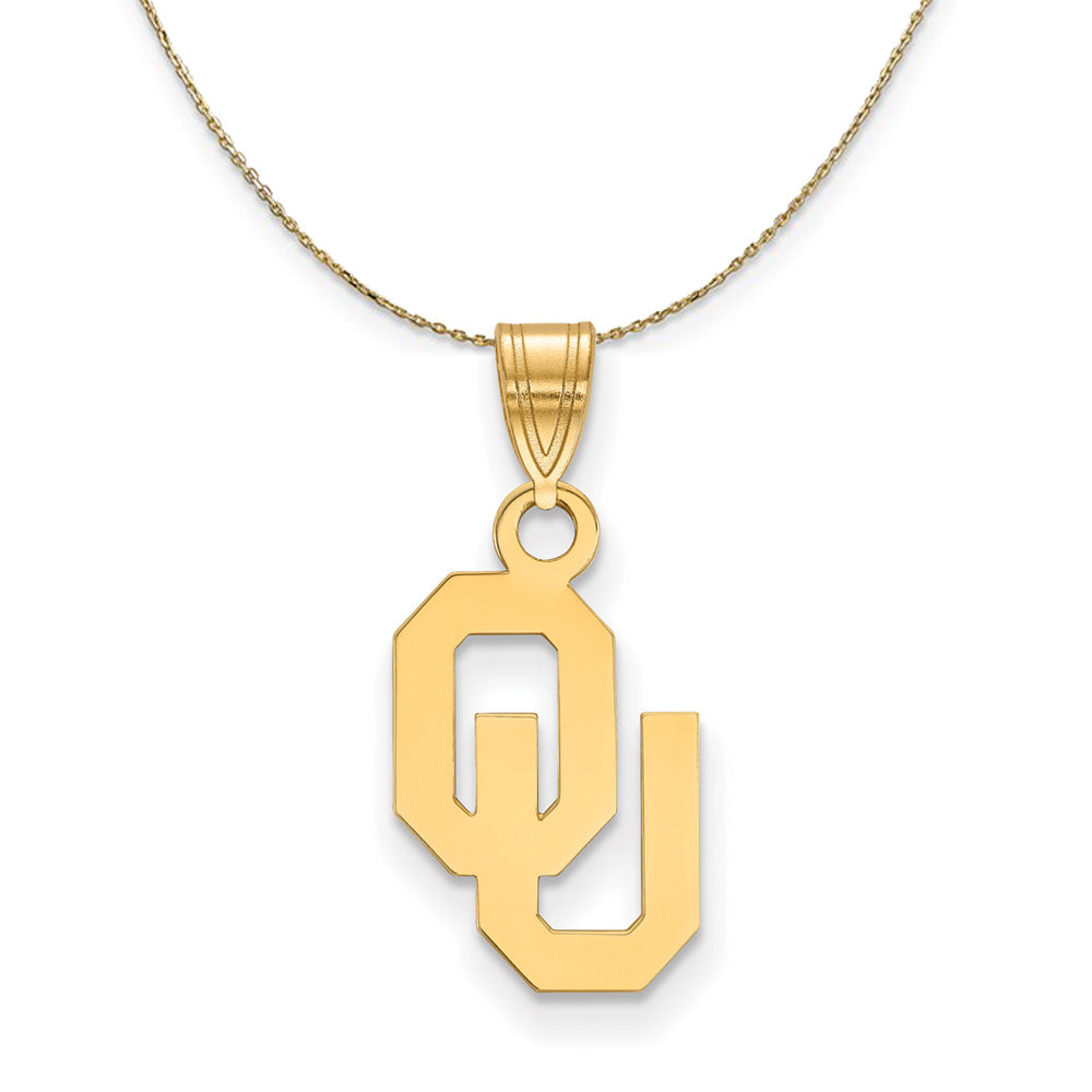 14k Yellow Gold U. of Oklahoma Small Necklace, Item N20663 by The Black Bow Jewelry Co.