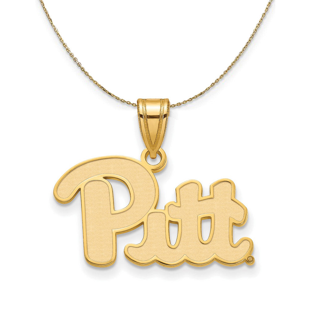 14k Yellow Gold U. of Pittsburgh Small Logo Necklace, Item N20664 by The Black Bow Jewelry Co.
