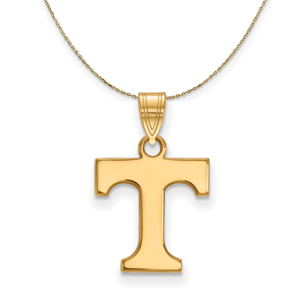 14k Yellow Gold U. of Tennessee Small Initial T Necklace, Item N20667 by The Black Bow Jewelry Co.