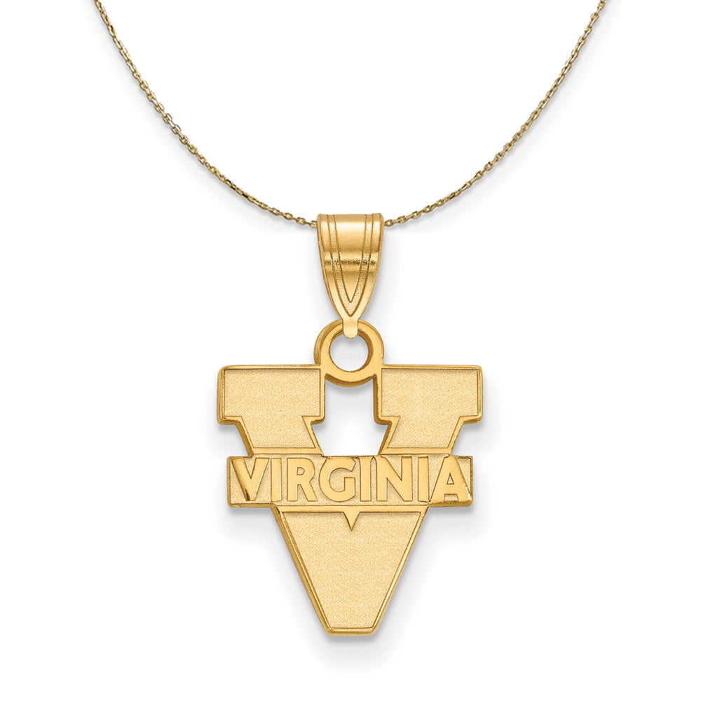 14k Yellow Gold U. of Virginia Small 'V' Logo Necklace, Item N20668 by The Black Bow Jewelry Co.