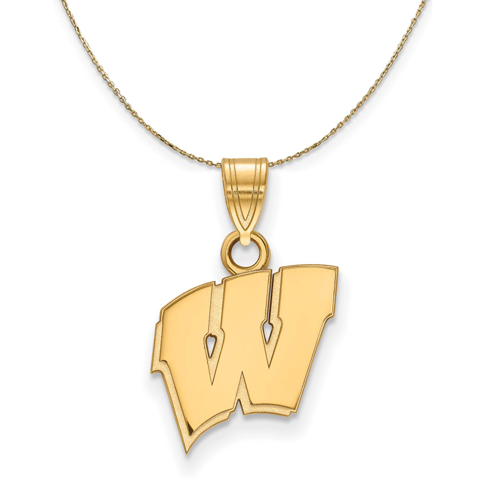 14k Yellow Gold U. of Wisconsin Small Initial W Necklace, Item N20670 by The Black Bow Jewelry Co.