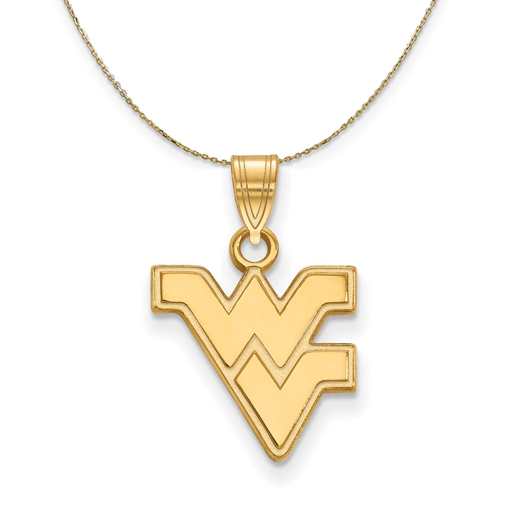 14k Yellow Gold West Virginia U. Small Necklace, Item N20676 by The Black Bow Jewelry Co.