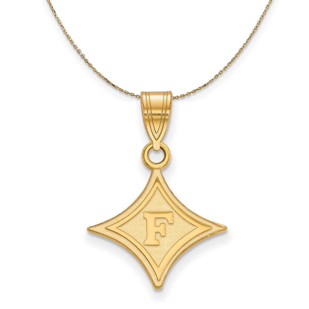 14k Yellow Gold Furman U Medium Logo Necklace, Item N20685 by The Black Bow Jewelry Co.