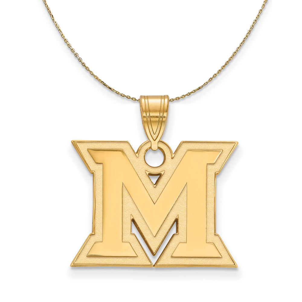 14k Yellow Gold Miami U Medium Initial M Necklace, Item N20690 by The Black Bow Jewelry Co.