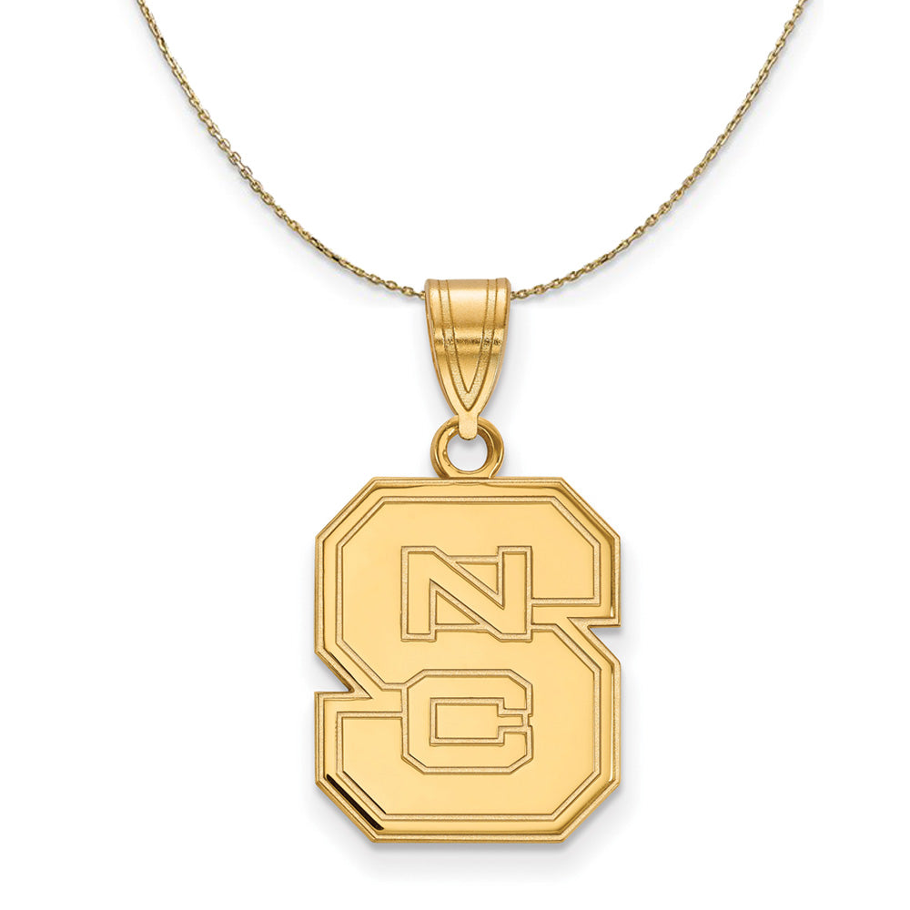 14k Yellow Gold North Carolina Medium Logo Necklace, Item N20691 by The Black Bow Jewelry Co.