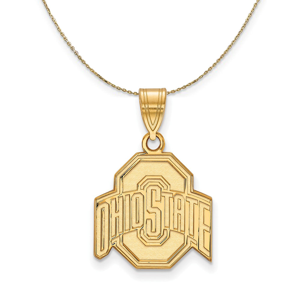 14k Yellow Gold Ohio State Medium Logo Necklace, Item N20694 by The Black Bow Jewelry Co.