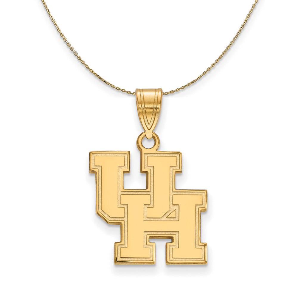14k Yellow Gold U. of Houston Medium 'UH' Necklace, Item N20707 by The Black Bow Jewelry Co.