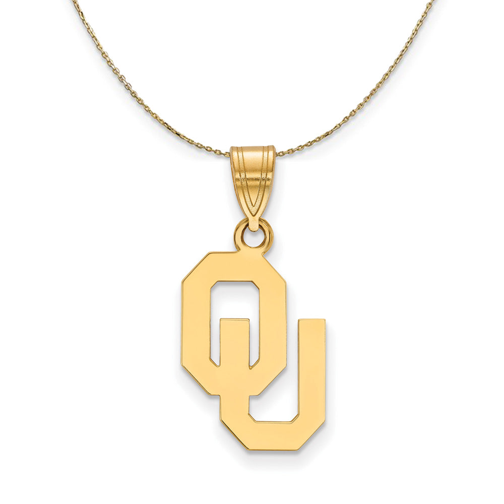 14k Yellow Gold U. of Oklahoma Medium Necklace, Item N20710 by The Black Bow Jewelry Co.