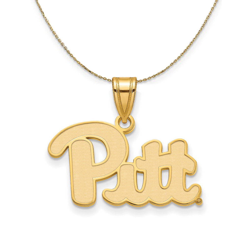 14k Yellow Gold U. of Pittsburgh Medium 'Pitt' Necklace, Item N20711 by The Black Bow Jewelry Co.