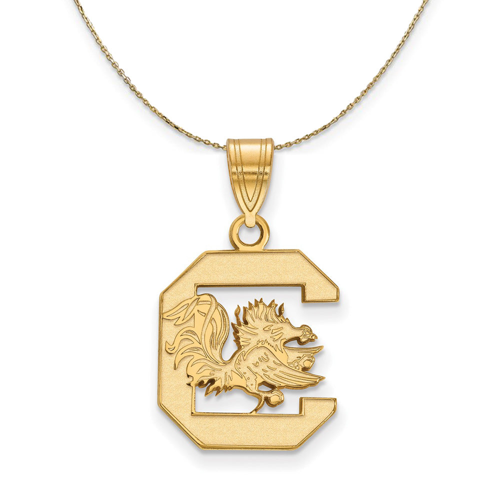 14k Yellow Gold South Carolina Medium Logo Necklace, Item N20713 by The Black Bow Jewelry Co.