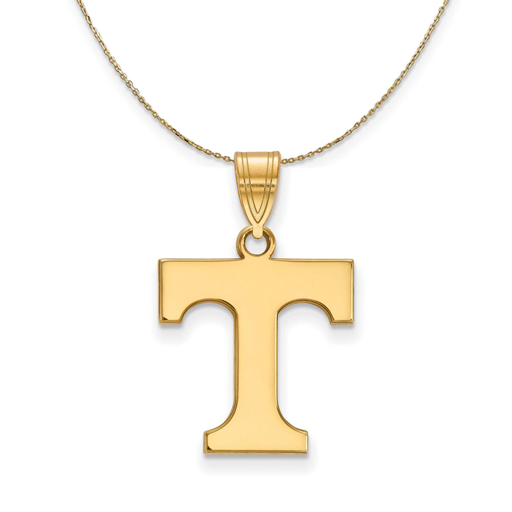 14k Yellow Gold U. of Tennessee Medium Initial T Necklace, Item N20714 by The Black Bow Jewelry Co.
