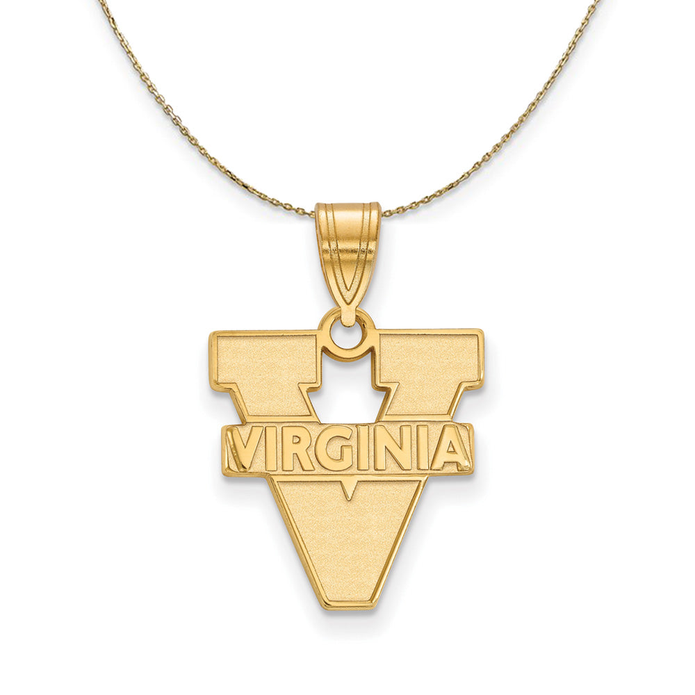 14k Yellow Gold U. of Virginia Medium 'V' Logo Necklace, Item N20715 by The Black Bow Jewelry Co.