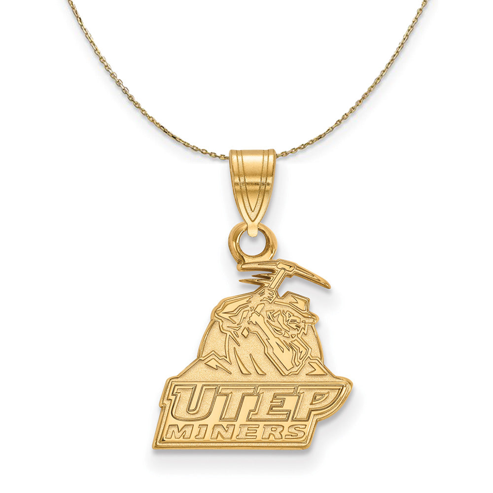 14k Yellow Gold U. of Texas at El Paso Small Necklace, Item N20733 by The Black Bow Jewelry Co.