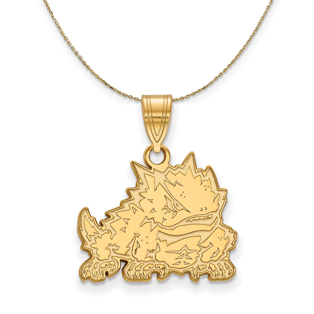 14k Yellow Gold Texas Christian U. Medium Necklace, Item N20771 by The Black Bow Jewelry Co.