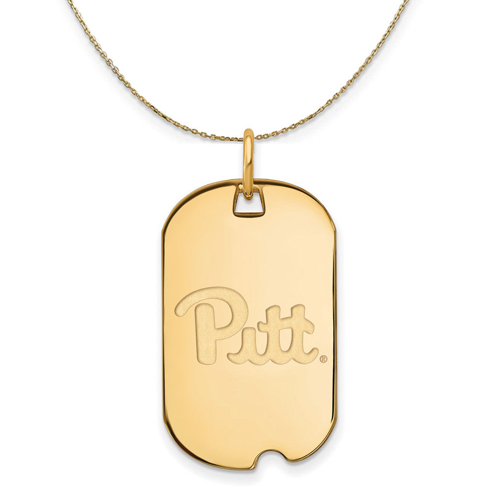 14k Yellow Gold U. of Pittsburgh Dog Tag Necklace, Item N20782 by The Black Bow Jewelry Co.