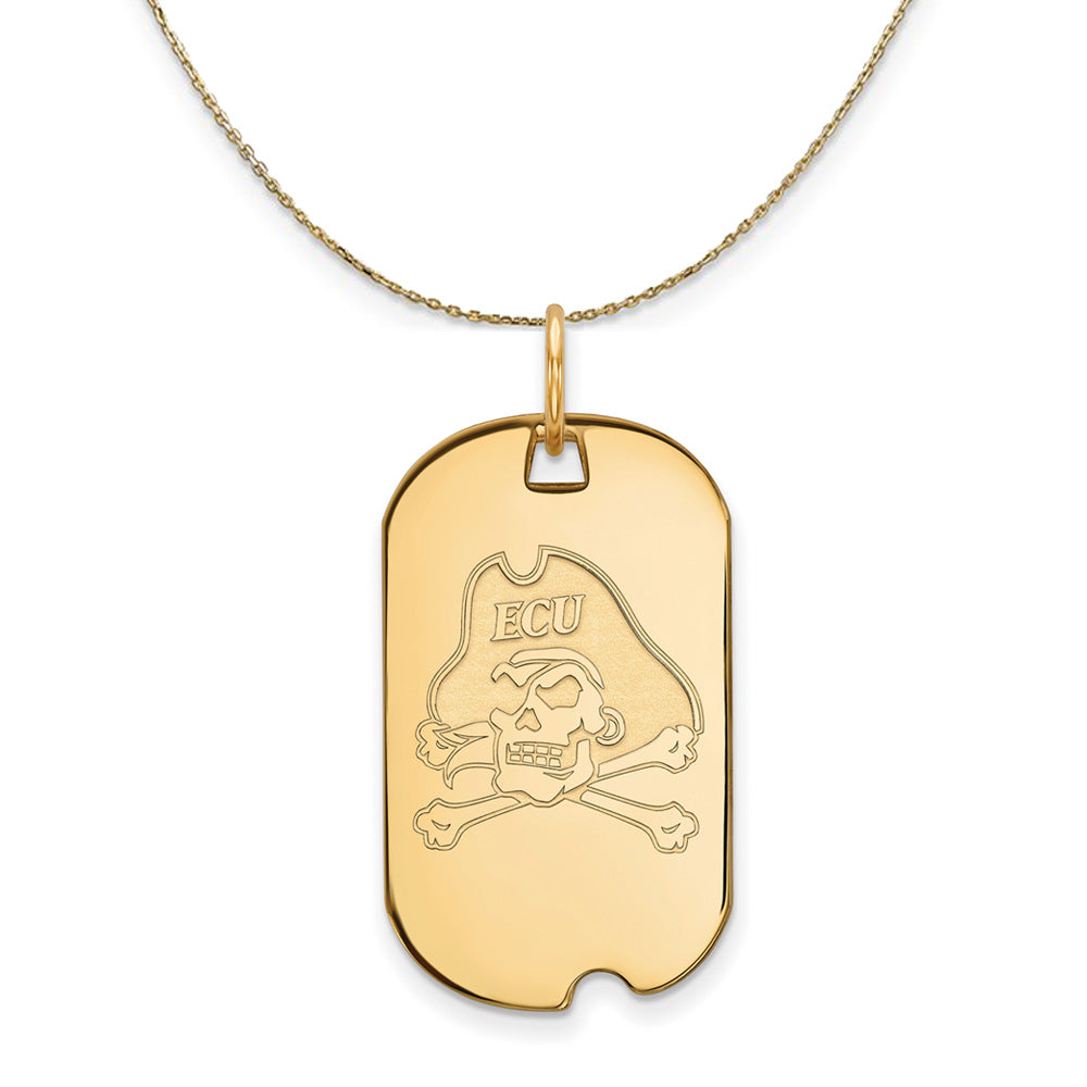 14k Yellow Gold East Carolina U Dog Tag Necklace, Item N20791 by The Black Bow Jewelry Co.