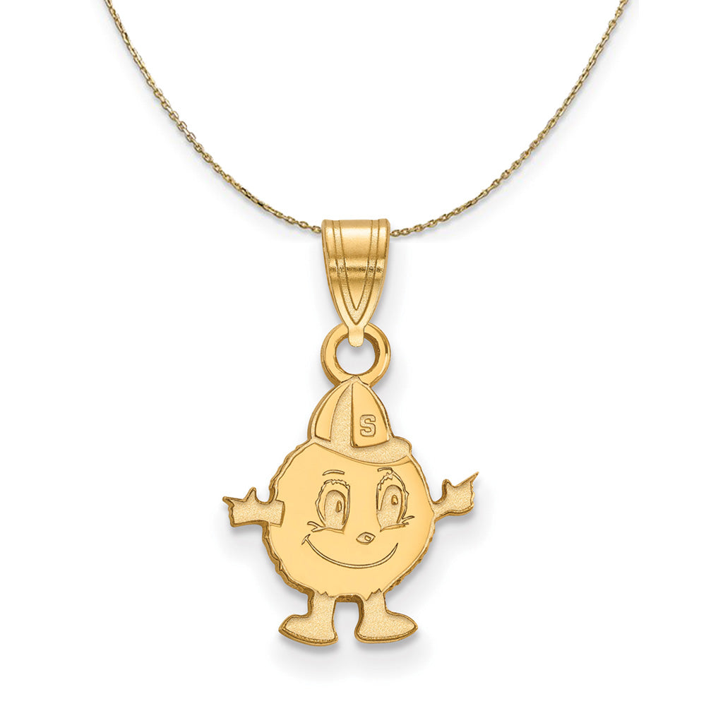 14k Yellow Gold Syracuse U. Oranges Small Logo Necklace, Item N20793 by The Black Bow Jewelry Co.