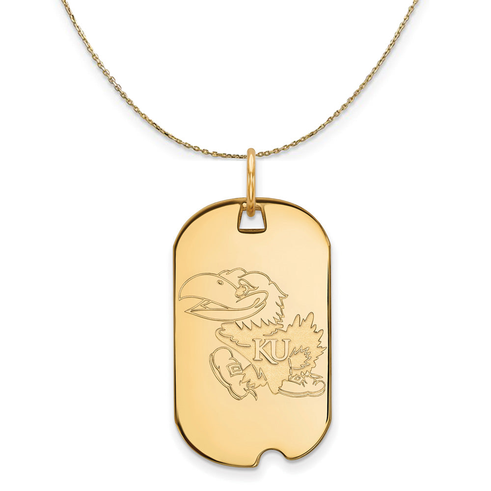 14k Yellow Gold U. of Kansas Dog Tag Necklace, Item N20794 by The Black Bow Jewelry Co.