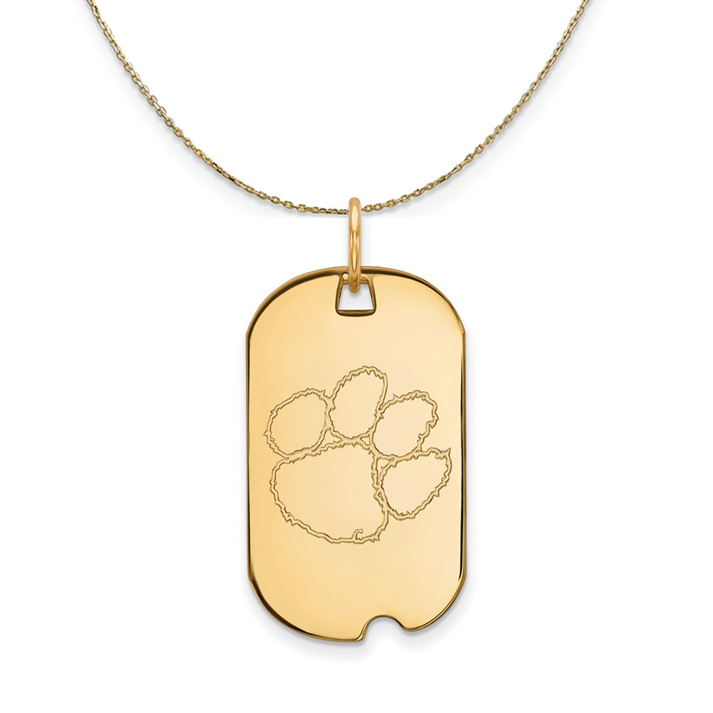 14k Yellow Gold Clemson U Dog Tag Necklace, Item N20806 by The Black Bow Jewelry Co.