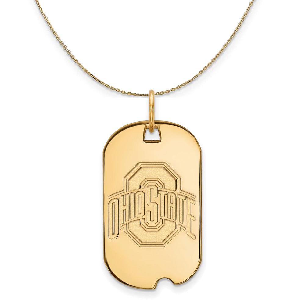 14k Yellow Gold Ohio State Dog Tag Necklace, Item N20809 by The Black Bow Jewelry Co.