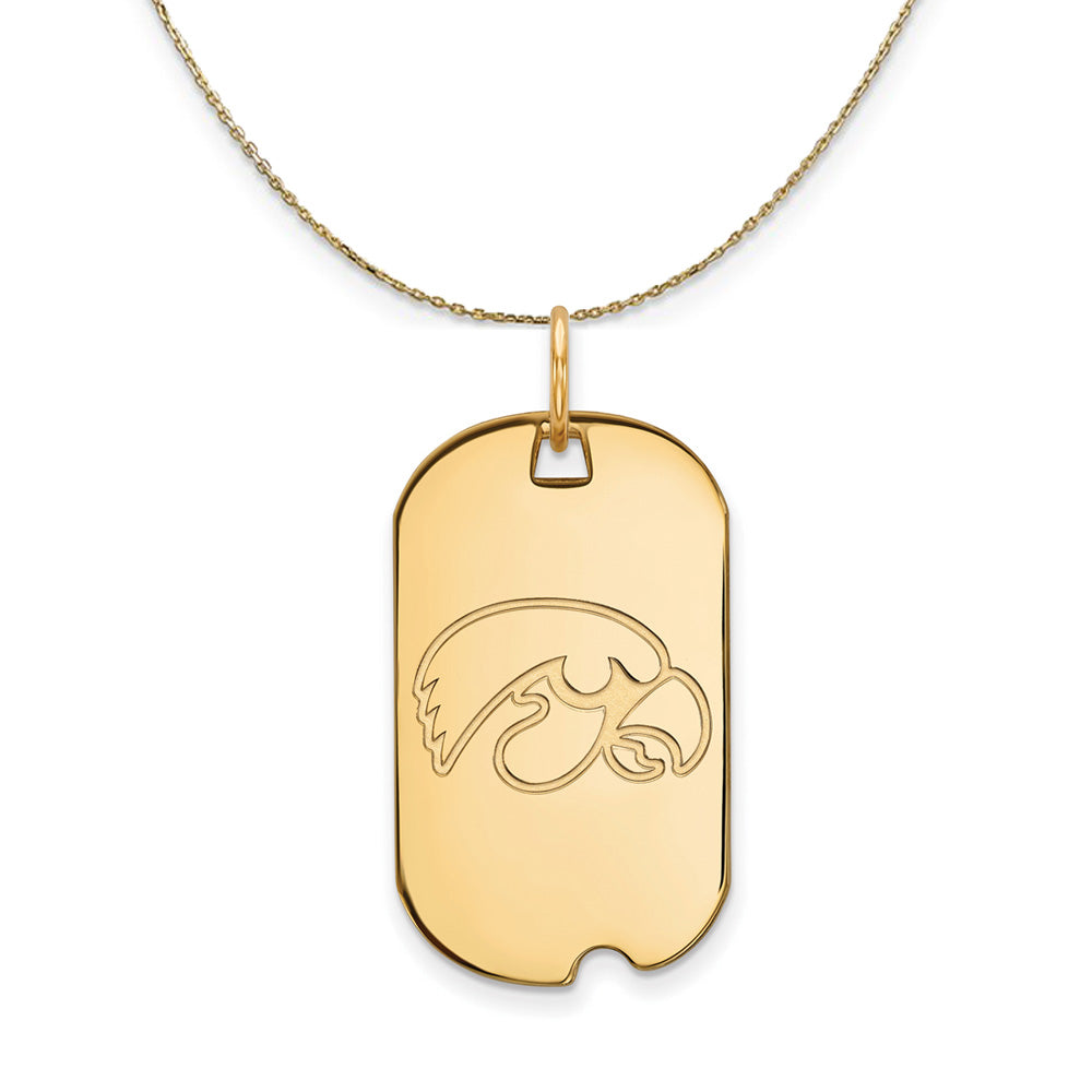 14k Yellow Gold U. of Iowa Dog Tag Necklace, Item N20812 by The Black Bow Jewelry Co.