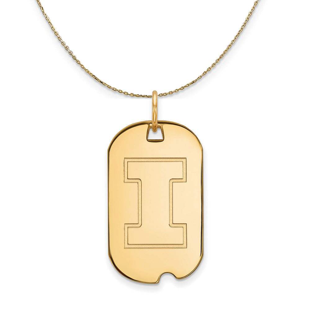 14k Yellow Gold U. of Illinois Initial I Dog Tag Necklace, Item N20813 by The Black Bow Jewelry Co.