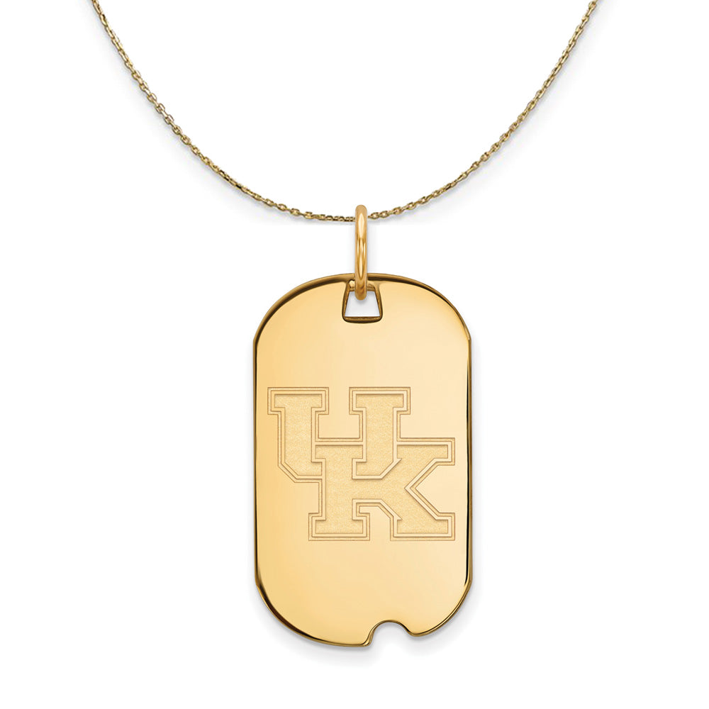 14k Yellow Gold U. of Kentucky Dog Tag Necklace, Item N20814 by The Black Bow Jewelry Co.