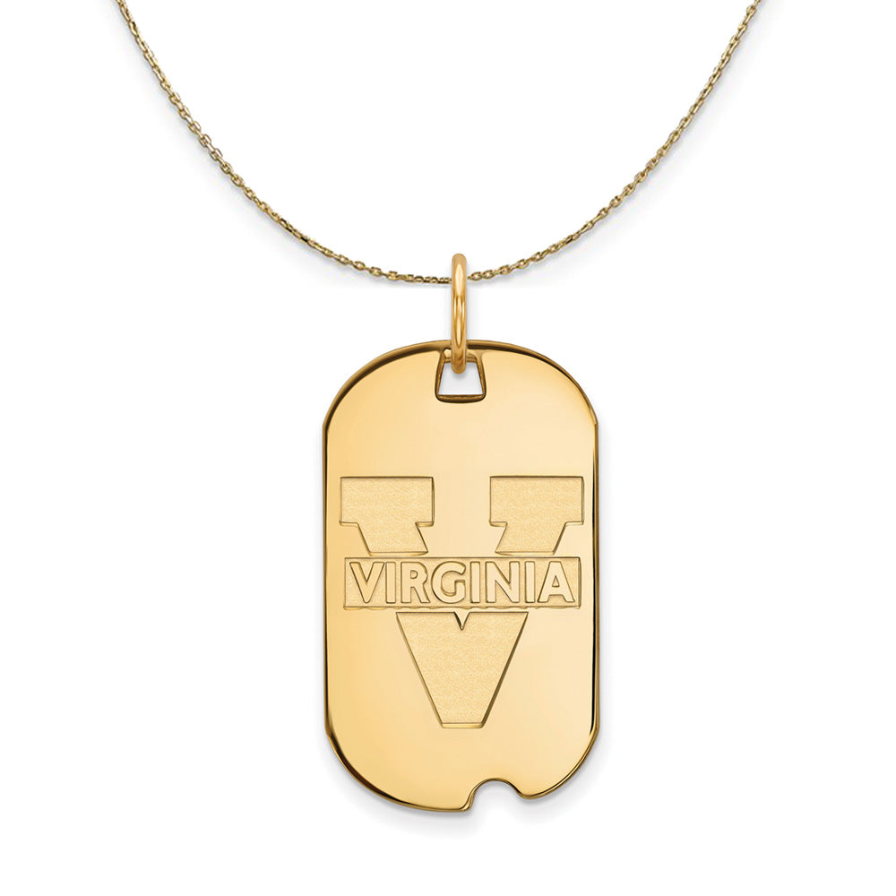 14k Yellow Gold U. of Virginia Dog Tag Necklace, Item N20818 by The Black Bow Jewelry Co.