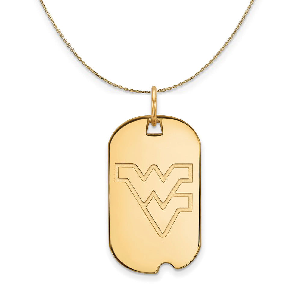 14k Yellow Gold West Virginia U. Dog Tag Necklace, Item N20820 by The Black Bow Jewelry Co.