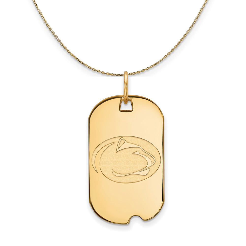 14k Yellow Gold Penn State Dog Tag Necklace, Item N20823 by The Black Bow Jewelry Co.