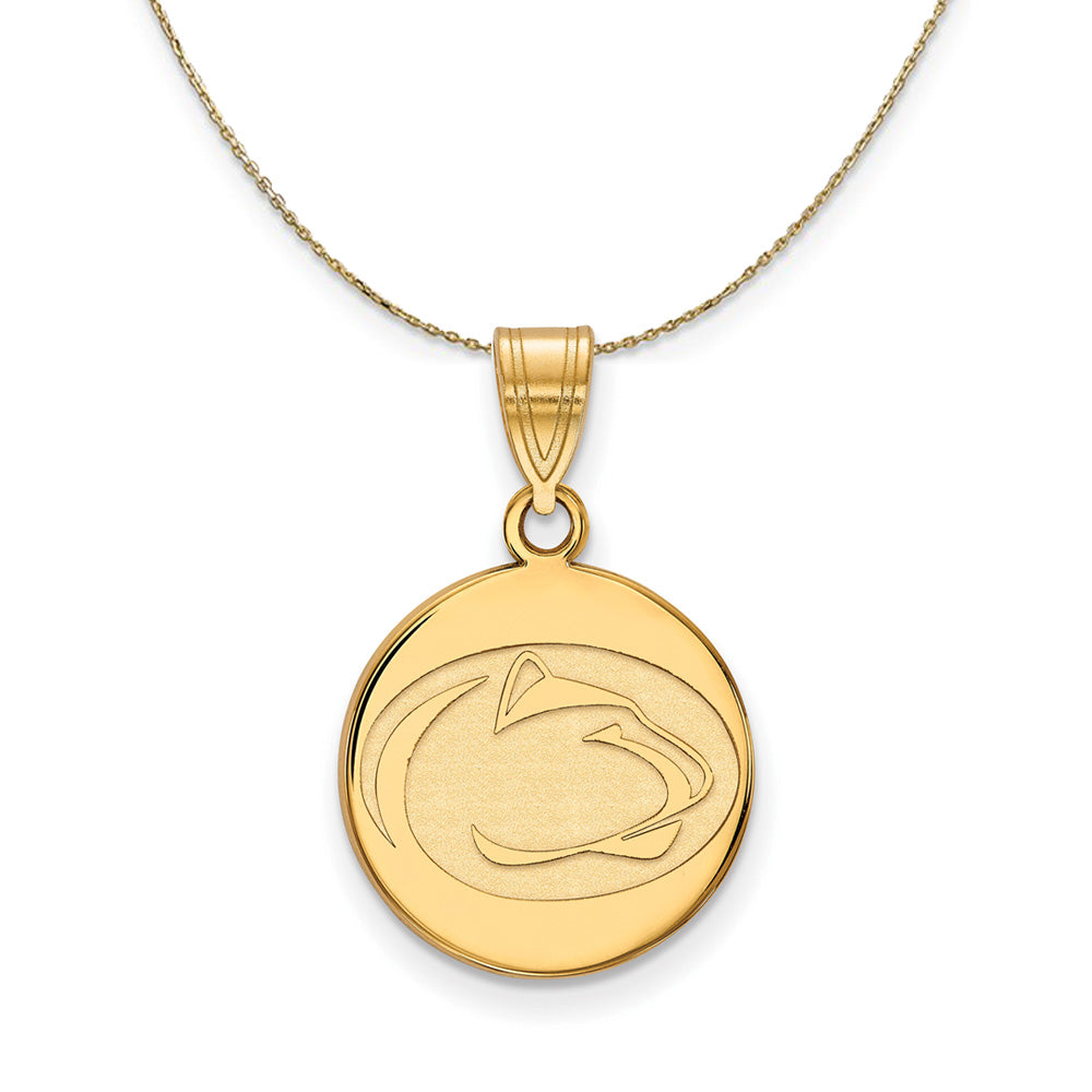 14k Yellow Gold Penn State Medium Logo Disc Necklace, Item N20834 by The Black Bow Jewelry Co.