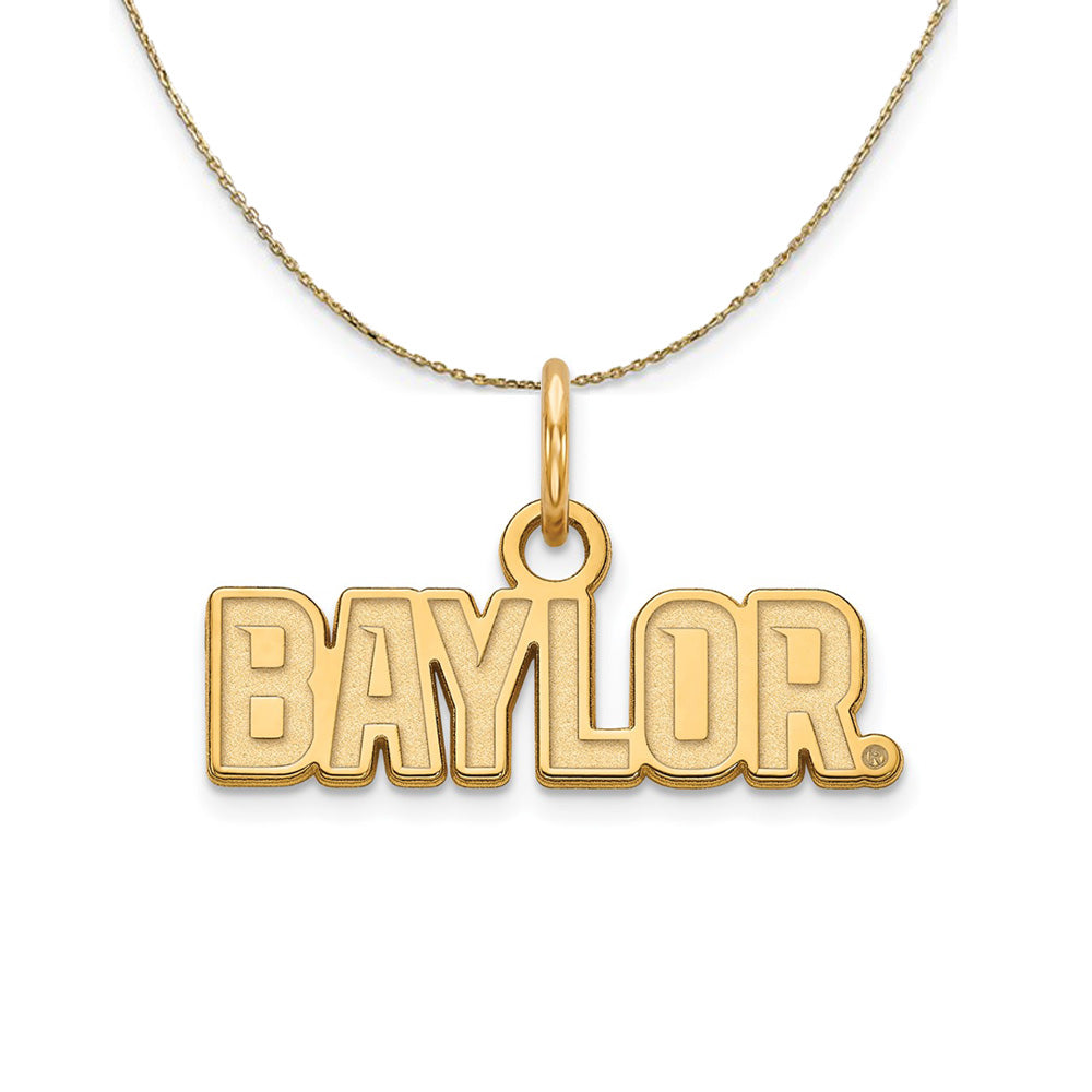 14k Yellow Gold Baylor U XS (Tiny) Logo Necklace, Item N20839 by The Black Bow Jewelry Co.