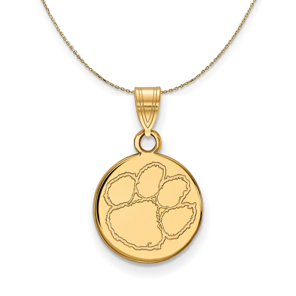 14k Yellow Gold Clemson U Small Disc Necklace, Item N20843 by The Black Bow Jewelry Co.