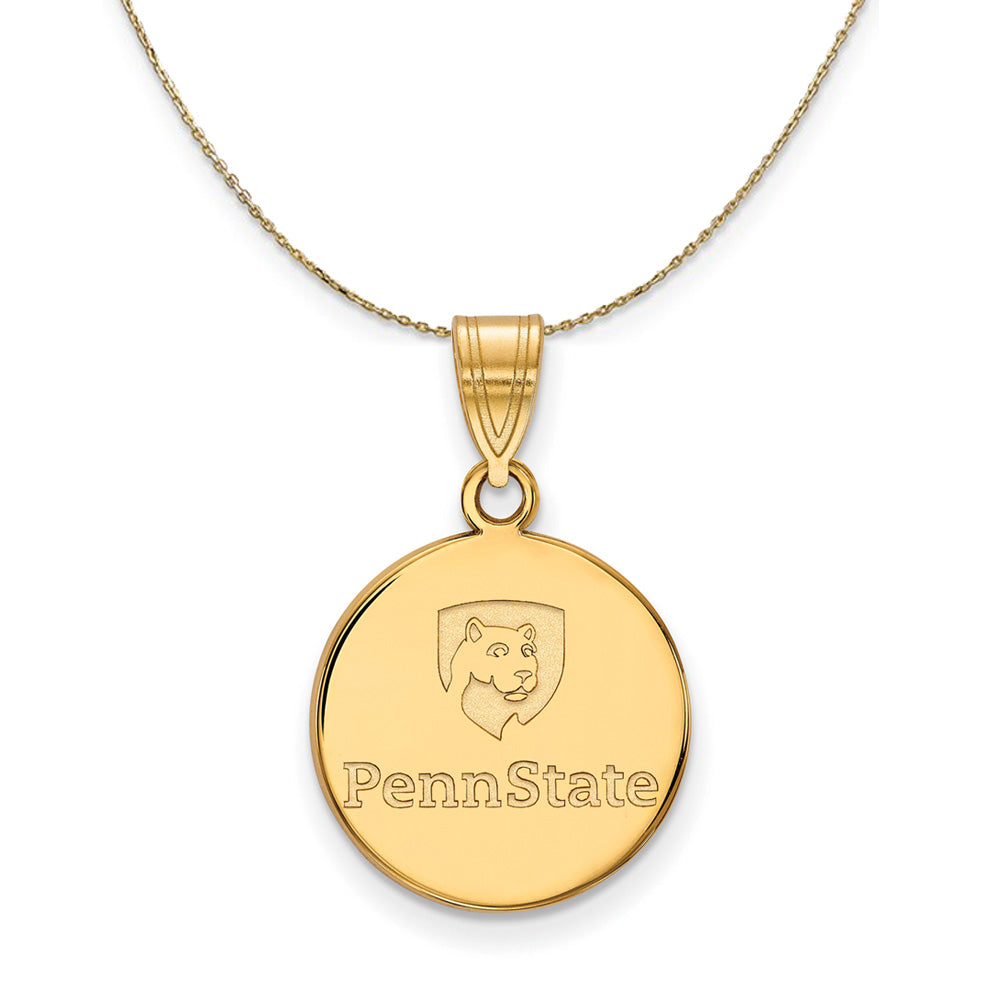 14k Yellow Gold Penn State Medium Disc Necklace, Item N20848 by The Black Bow Jewelry Co.