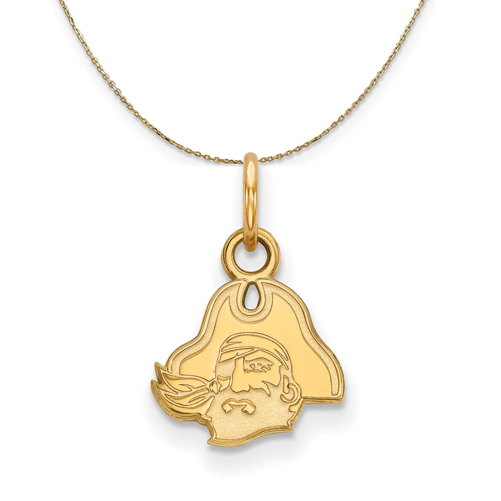 14k Yellow Gold East Carolina U X-Sm Logo Necklace, Item N20851 by The Black Bow Jewelry Co.